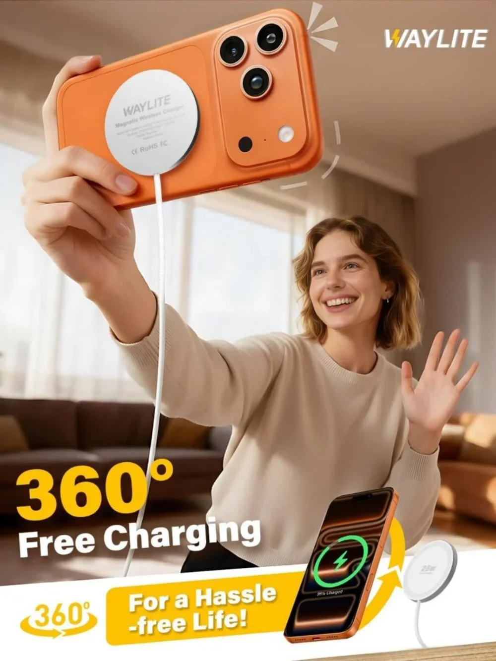 25W Magnetic Wireless Charger - Fast 6FT Charging Pad for iPhone, Galaxy & Pixel